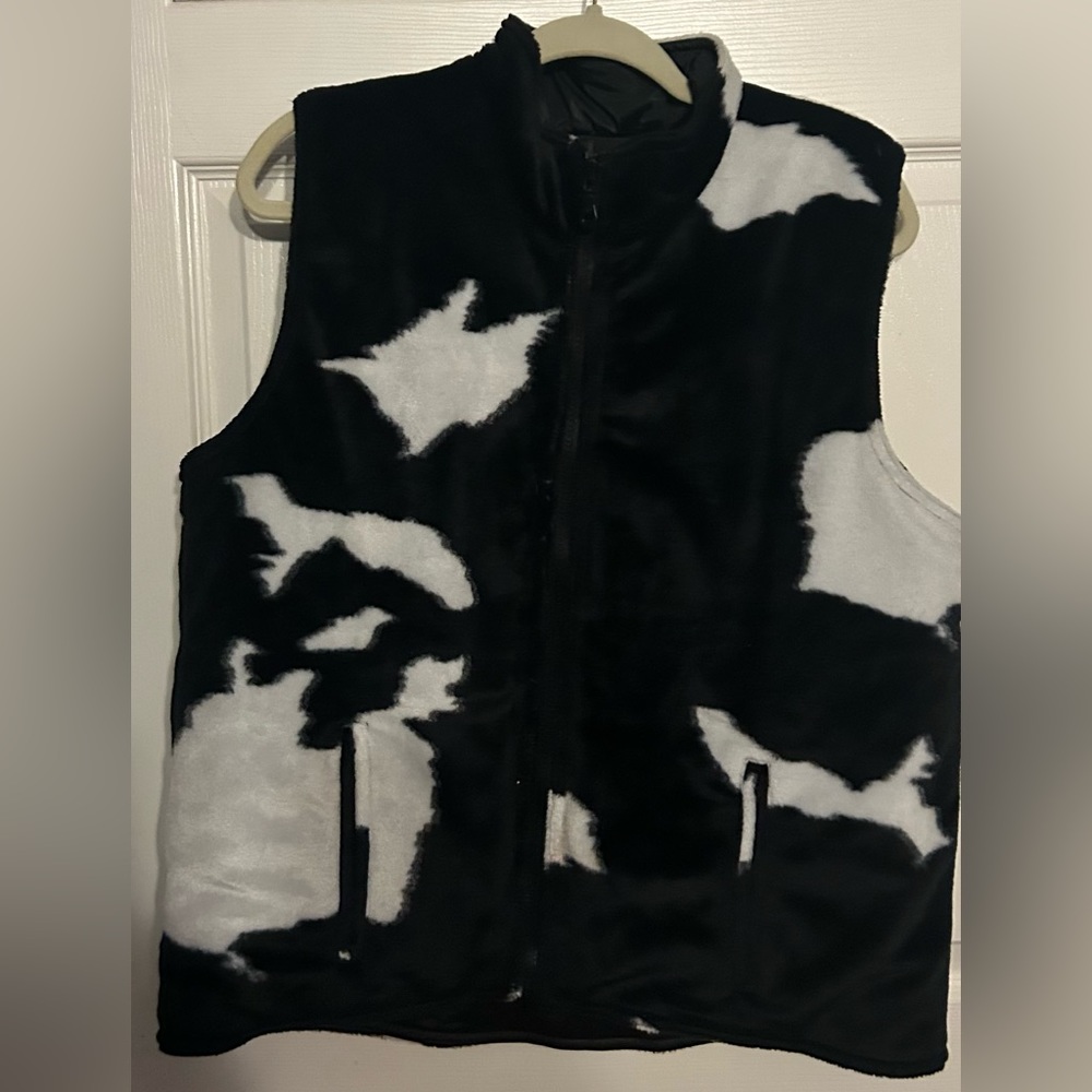 KC Collections reversible vest black to faux fur size XL